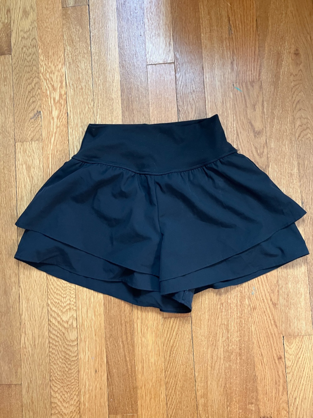 Black Layered Ruffle Shorts with Built-In Shorts